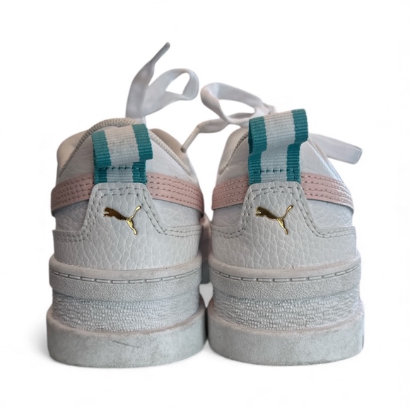 PUMA Mayze Lth Jr Sneakers White Chalk Pink Girls Size 5C - Picture 3 of 7